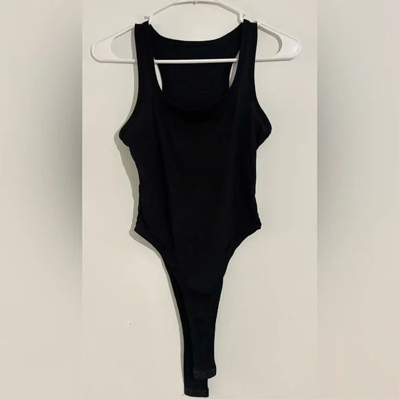 Black Ribbed Knit Bodysuit – Size Small - Picture 2 of 3